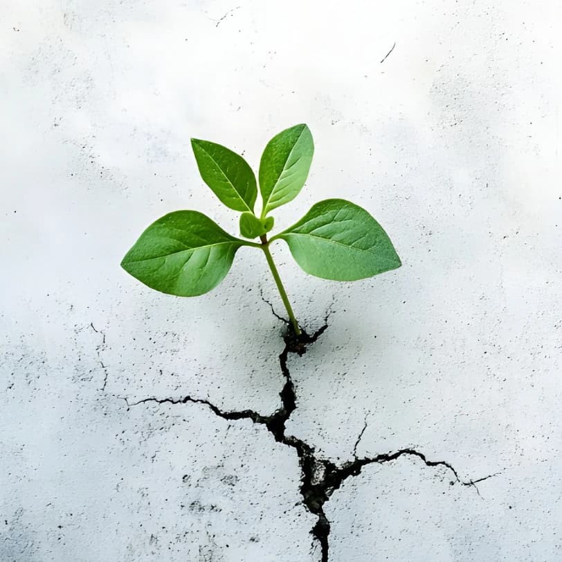 flower growing through concrete crack